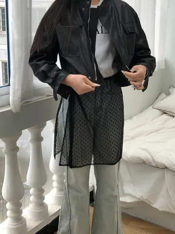 Women Lace Mesh Layering Skirt Heart Pattern Tie Waist Apron Skirt Korean Ins Style Trendy Autumn Layered Bottom Skirt