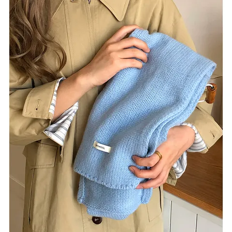 Minimalistischer Schal Aus Reiner Wolle Einfarbig Für Damen Business Pendeln Strick Warm Langschal Eleganter Halstuch Geschenk