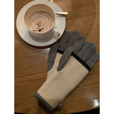 Women Long Knitted Gloves Winter Windproof Warm Color Block Full Finger Touchscreen Gloves For Outdoor Cycling Daily