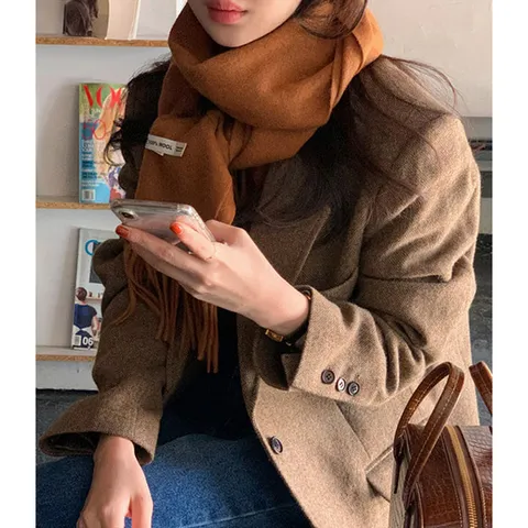 Einfarbig Wolle Schal Warm Quaste Lang Gestrickt Winter Wickelschal Für Paare Damen Herren Alltäglich Mode Pendeln Accessoires Geschenk