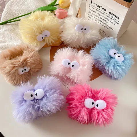 Banda para el Cabello de Peluche con Ojos Grandes Juego de Muñequeras Suaves para Lavar la Cara Cuidado de la Piel Spa Maquillaje Mujer Regalo
