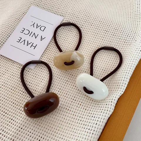 Koreaanse Stijl Ovaal Acryl Haarelastiekjes Zoet Hars Geometrisch Haarklemmen Hoge Elastische Ponytail Houder Mode Haaraccessoires Voor Dames