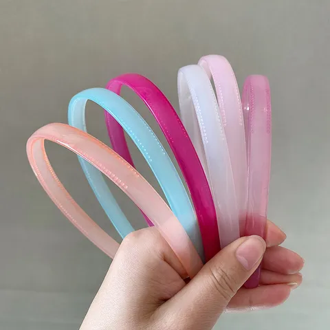 Korean Style Candy Color Transparent Headband Simple High Top Anti-Slip Plastic Resin Hair Hoop Fashion Accessory For Women