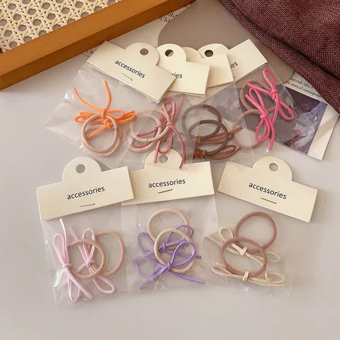 Einfaches Dünnes Schleife Haargummi Set Koreanischer Süßer Elastischer Haarschmuck Ponytail Halter Für Frauen Mädchen