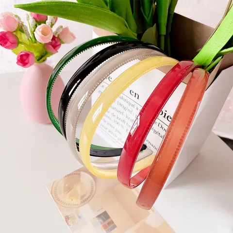 Korean Style Candy Color Acrylic Hair Band Non Slip Tooth Design Headband Fashion Resin Hair Hoop Headwear For Women Daily Face Wash