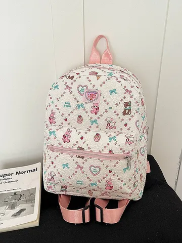 Zaino in Tela con Stampa Cartoon Carina Giapponese Per Studenti Grande Capacità Viaggio Casual Borsa Scolastica