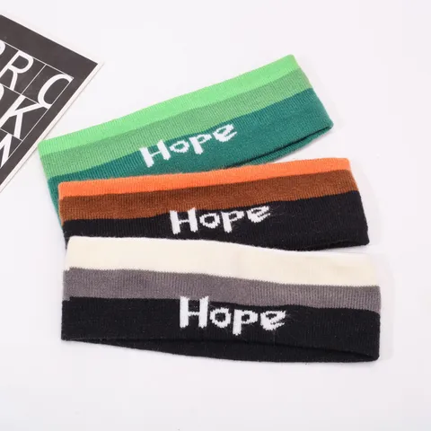 Womens Knitted Sports Headband Striped Yoga Hair Band High Elasticity Wide Brim Sweatband Athletic Hair Accessories
