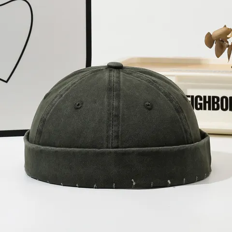 Retro Lavato Usurato Berretto Docker Unisex Cotone Miki Berretto Risvolto Arrotolato Marinaio Cappello Casual Streetwear Pescatore Cappello