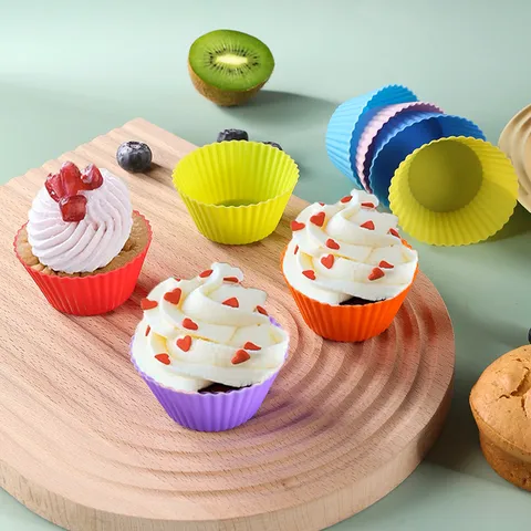 Silicone Cake Mold Household High Temperature Resistant Muffin Cup Round Baking Tool DIY Pudding Pastry Mold