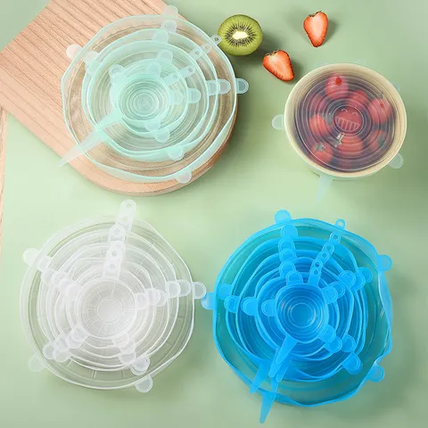 Silicone Stretch Lids Reusable Bowl Covers Kitchen Food Storage Seal Covers Flexible Silicone Lids For Bowls Pots Cups