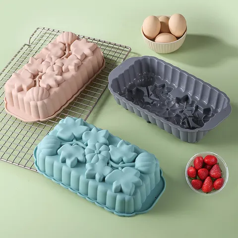 Siliconen Toast Bakvorm Rechthoekig Cake Vorm Bloemen In Relief Hittebestendig Brood Bakplaat Keuken Bakgerei