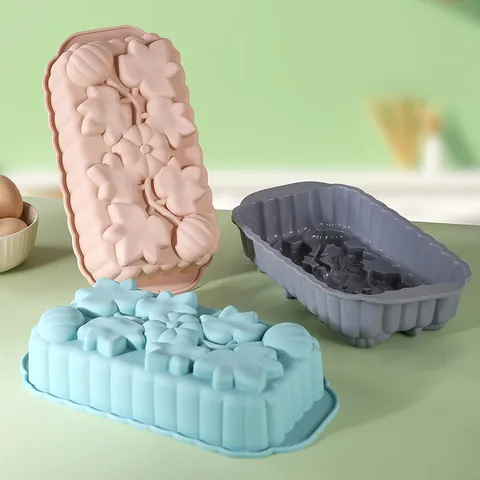 Siliconen Toast Bakvorm Rechthoekig Cake Vorm Bloemen In Relief Hittebestendig Brood Bakplaat Keuken Bakgerei