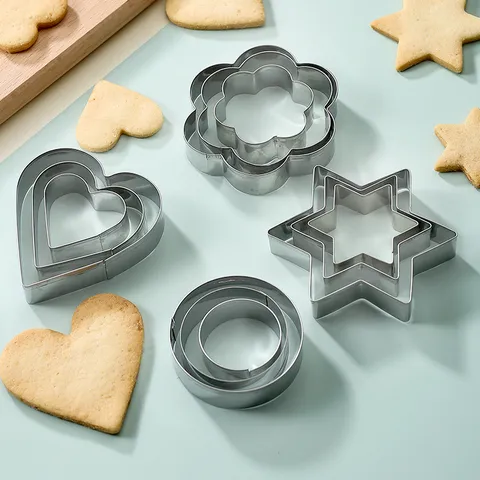Stainless Steel Cookie Cutters Set 12 Piece Metal Biscuit Molds Baking Tools For DIY Fondant Pastry Kitchen Accessories