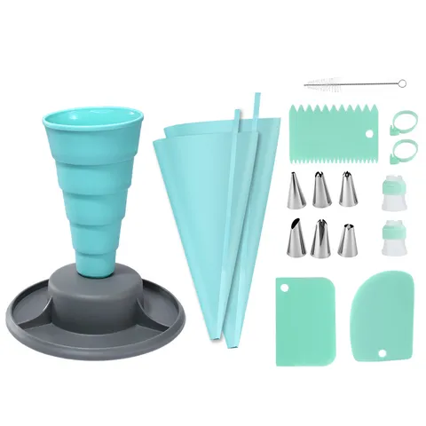 Foldable Icing Piping Bag Set Stainless Steel Piping Tips Cake Cream Decorating Tools Baking Accessories Kit