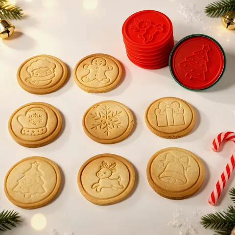 Moule à Biscuits Sceau Magnétique Interchangeable Série de Noël Gaufrer à Biscuits Outil de Cuisson DIY Acier Inoxydable