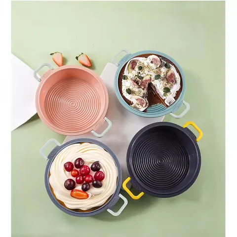 Tappetino Rotondo in Silicone Bicolore per Friggitrice ad Aria Teglia da Forno Riutilizzabile Resistente al Calore Stampo per Torta Accessori da Cucina