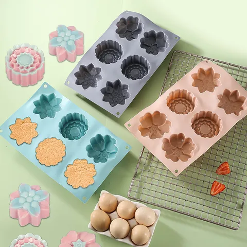 Silicone Cake Mold Flower Shaped Chocolate Fudge Mold Household Handmade DIY Jelly Rice Cake Mooncake Baking Mold