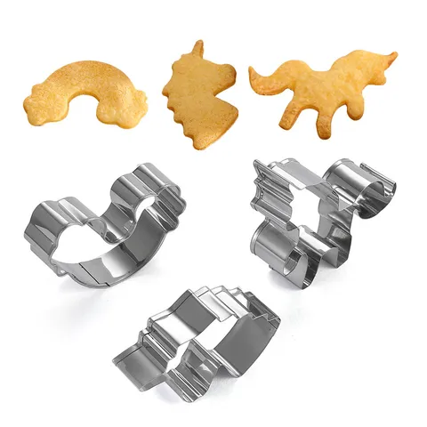 Stainless Steel Unicorn Cookie Cutter 3 Piece Set Fondant Baking Pastry Tool DIY Biscuit Mold Kitchen Baking Supplies