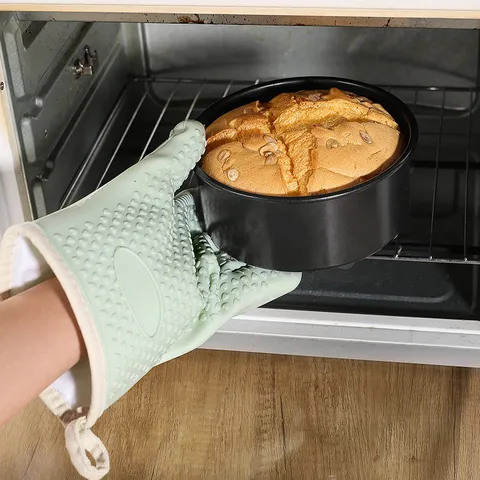 Guanti da Forno Resistenti al Calore in Silicone Ispessiti Guanti da Cottura Antiscottatura Con Fodera in Cotone E Motivo a Cuore Antiscivolo