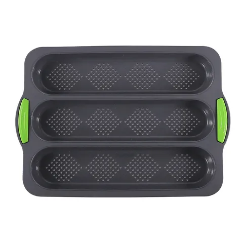 Stampo per Pane Francese in Silicone Teglia da Forno a Tre Fessure Perforato Antiaderente Vassoio per Dolci Utensili da Cucina