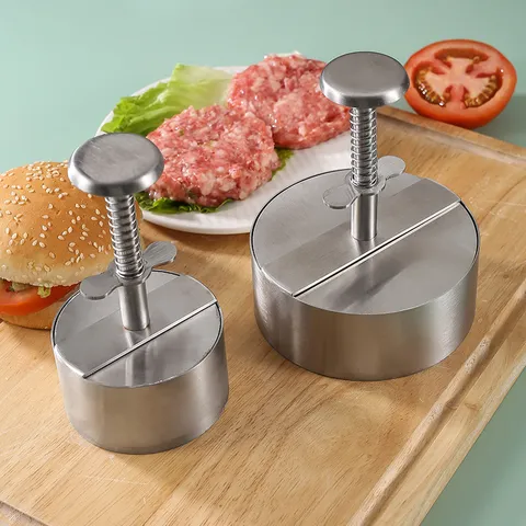 Stainless Steel Burger Press Manual Hamburger Patty Maker Steak Press Plate Mold Heavy Duty Kitchen Cooking Tool
