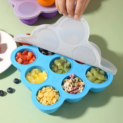 Silikon Eiswürfelbehälter Babynahrung Aufbewahrungsbox Eis am Stiel Form Mit Deckel und Stäbchen Küche Backwerkzeug Mehrfarbig