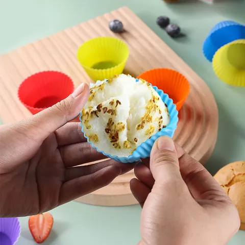 Silicone Cake Mold Household High Temperature Resistant Muffin Cup Round Baking Tool DIY Pudding Pastry Mold