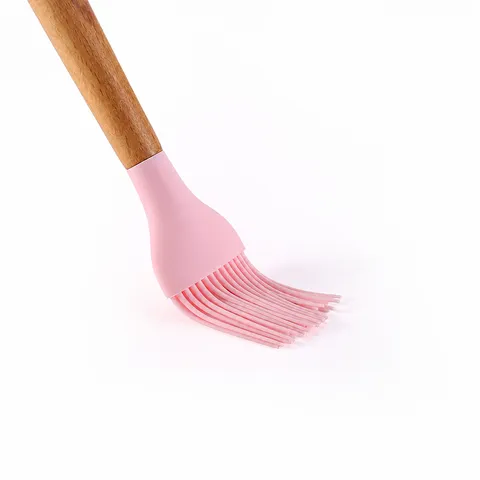 Silicone Kitchen Utensils Set Wooden Handle Heat Resistant Cooking Tools With Storage Holder Baking Gadgets