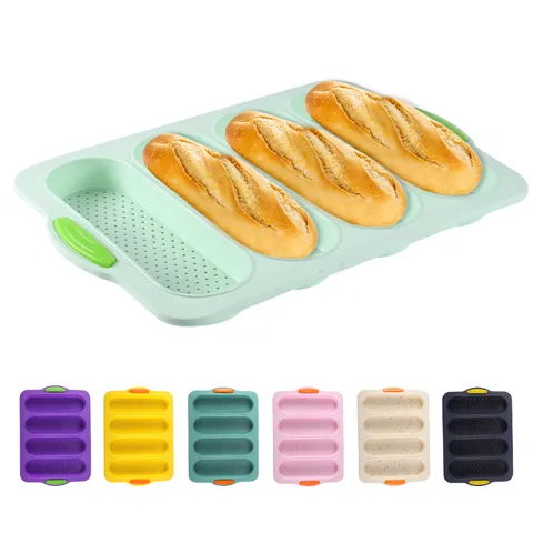 Stampo per Baguette in Silicone 4 Fessure Stampo per Pane Antiaderente Teglia per Pane Francese Perforato Cucina