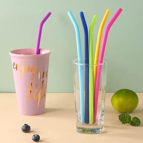 Food Grade Silicone Drinking Straws Flexible Bendable Reusable Smoothie Straws For Kids Daily Home Kitchen Juice Milk Drinks