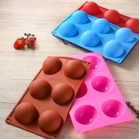 Large 6 Cavity Silicone Half Sphere Chocolate Mold DIY Jelly Pudding Baking Mold Kitchen Bakeware Tool