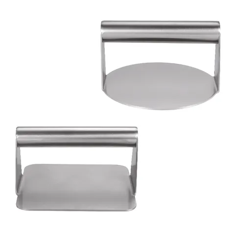 Prensa para Hamburguesas de Acero Inoxidable Fabricante de Patty Placa de Prensado Redonda Cuadrada Resistente Herramienta de Cocina