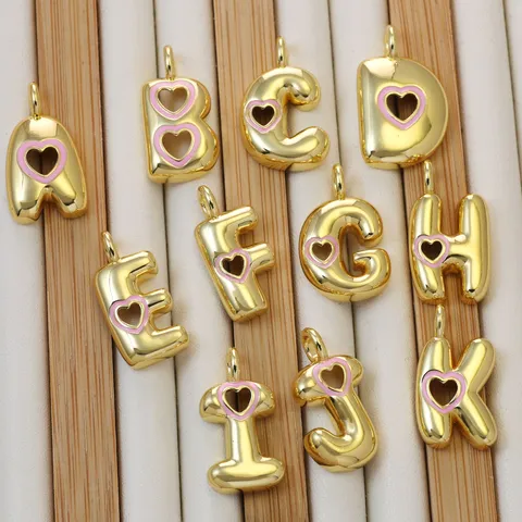 Messing Vergoldet Alphabet Herz Anhänger Charm Minimalistisch Initialen Buchstaben Charms Für Diy Halskette Schlüsselanhänger Schmuckherstellung Damen