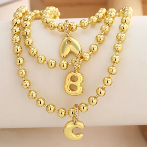 18K Gold Plated Bubble Alphabet Initial Pendant For DIY Jewelry Making Copper Rhinestone Letter Charm Necklaces Bracelets Accessories Wholesale