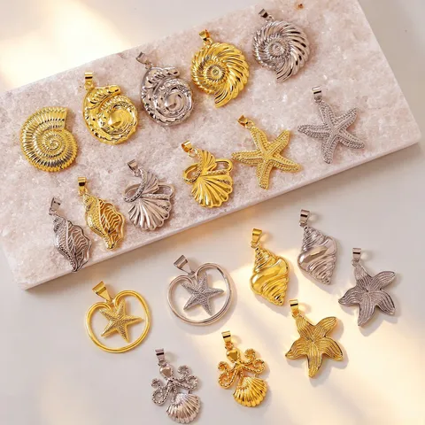 Messing Oceaan Stijl Zeester Conch Zeeschelp Octopus Hanger Charms Goud Platina Verguld DIY Ketting Sieraden Maken Accessoires Voor Ambacht