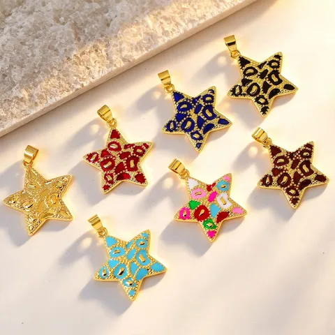 Minimalist Messing Vergoldet Stern Charme Anhänger Emaille Bunt Fünfzackigen Stern Geometrische DIY Halskette Armband Schmuck Handwerk Finden Zubehör Für Handarbeit