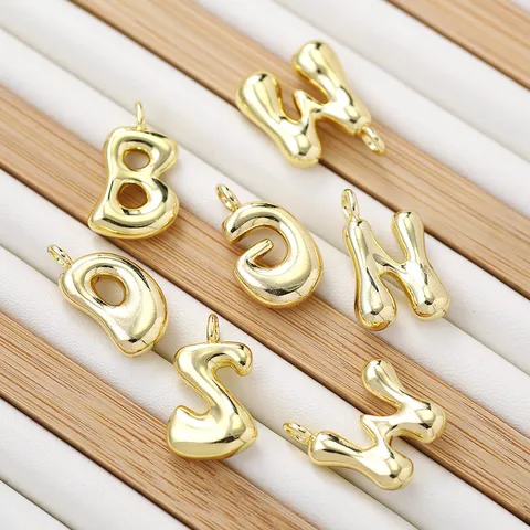 3D Bubbel Letter Hanger Mode Puffy Alfabet A-Z Initial Koper Goud Zilver Verguld DIY Ketting Sieraden Accessoires