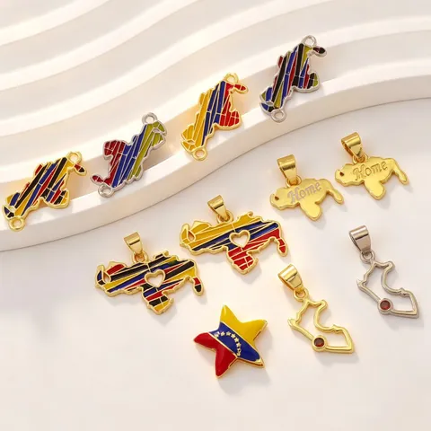 Venezuela Karte Flagge Herz Stern Home Anhänger Messing Emaille Charm Für DIY Halskette Mode Schmuckherstellung Zubehör Damen
