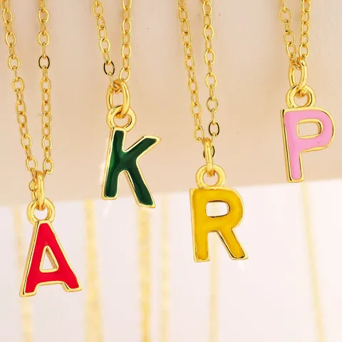 Ciondolo Lettera Alfabeto Smalto Colore Dopamina Cuore Croce Fascino Placcato Oro Rame Strass Fai da Te Collana Braccialetto Artigianato Accessori Gioielli