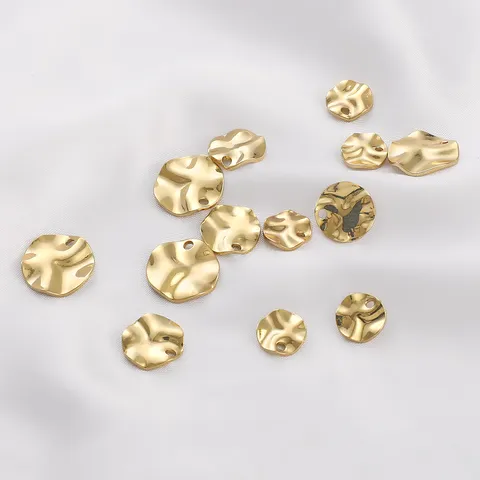 Polished Copper Round Disc Pendant Charms For DIY Necklace Bracelet Making Gold Plated Metal Tag Findings Supplies
