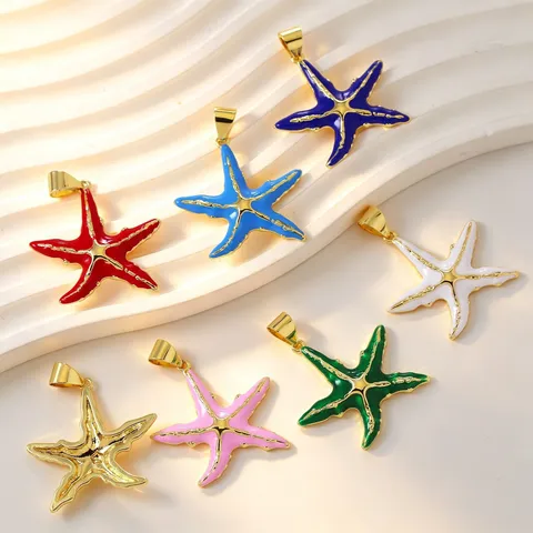 Collana Con Ciondolo Stella Marina In Smalto Ottone Olio Colorato Stella Marina Gioielli Per Donne Dolce Stile Spiaggia Estate Accessori Moda