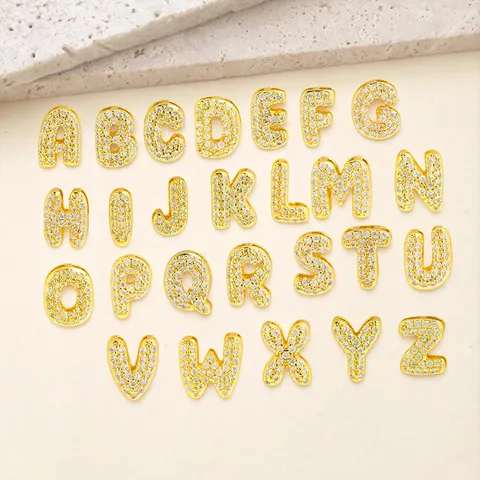 Mini Bubble Initial Charms Koper Strass 26 Engelse Letters Hanger Voor DIY Naam Armband Ketting Accessoires Vergulde Strass Letters