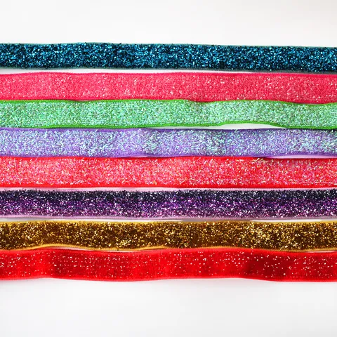 Handmade Colorful Glitter Velvet Ribbon Metallic Thread Flocked Ribbon For DIY Hair Bow Accessories Crafts Making Material Wholesale