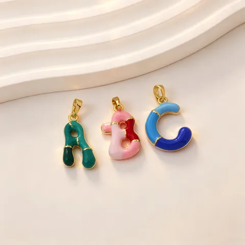 18K Gold Plated Brass Colorful Enamel Letter Pendant Hip Hop Alphabet Initial Charm For DIY Necklace Jewelry Making Women Men