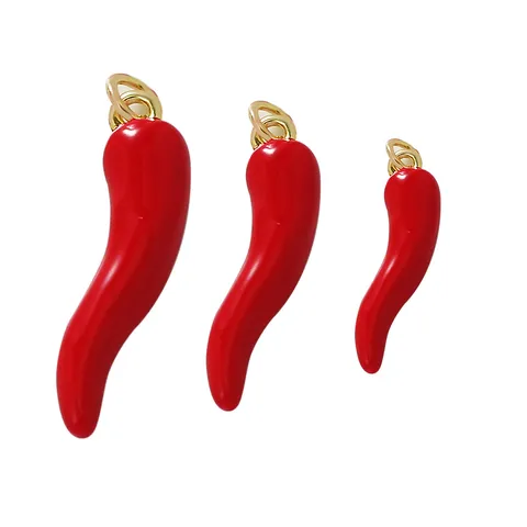 Red Chili Pepper Enamel Charms Gold Plated Copper Vegetable Pendant DIY Jewelry Making Necklace Bracelet Accessory