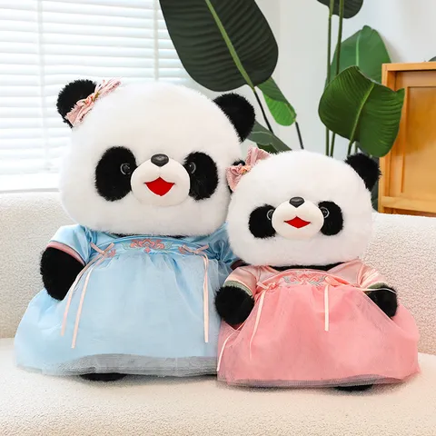 Cute Hanfu Panda Plush Toy Stuffed Animal Soft Doll Chinese Style National Treasure Panda Pillow Children Birthday Gift