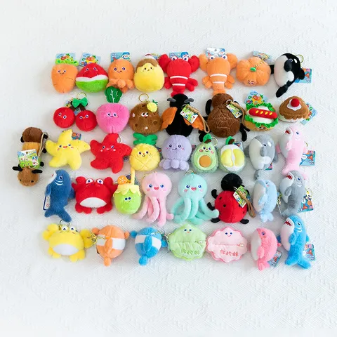 Carino Animale Marino Peluche Pendente Mini Frutta Zaino Ornamento Sospeso Morbido Peluche Bambola Portachiavi Regalo