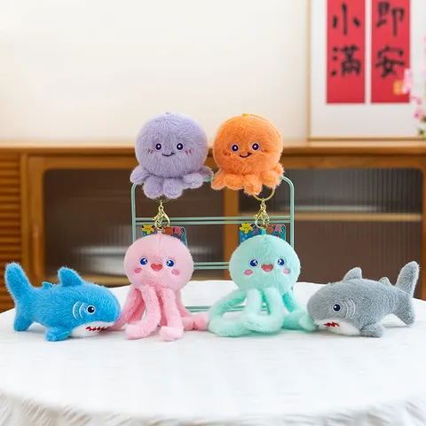 Carino Animale Marino Peluche Pendente Mini Frutta Zaino Ornamento Sospeso Morbido Peluche Bambola Portachiavi Regalo