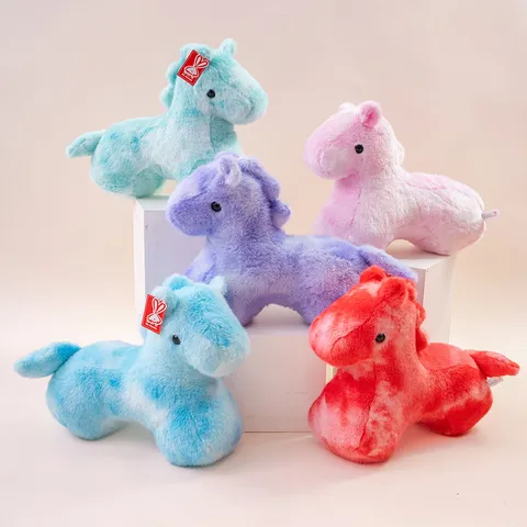 Peluche a Forma di Cavallo Troiano Colorato Cuscino Pony Carino Mascotte Regalo di Capodanno Morbido Pupazzo di Peluche