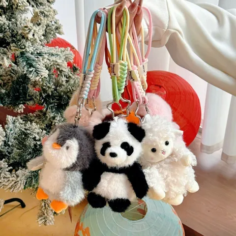Süßes Cartoon Tier Plüschtier Anhänger Kawaii Pinguin Panda Schwein Schaf Gestopft Puppe Schlüsselanhänger Auto Interieur Deko Geschenk